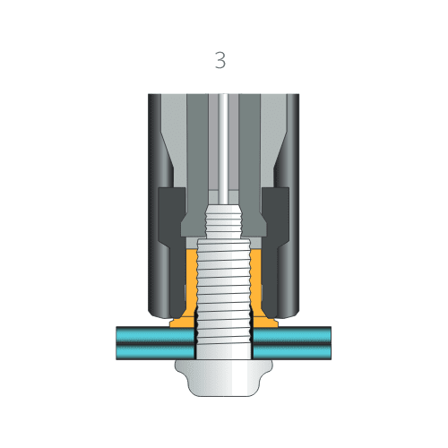 Bobtail Huck Bolt - Anvil Begins to Swage Bobtail Huck Bolt - Anvil Begins to Swage