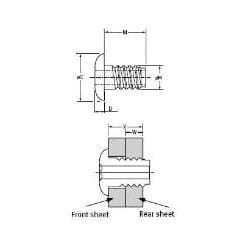 01742-03508 Rivscrew PL Rivet Dome Head, Steel, 3.5mm Dia.