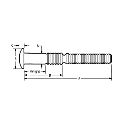 C6LT-R8-4GA C6LT Truss Head Huckbolt1/4″ Dia.