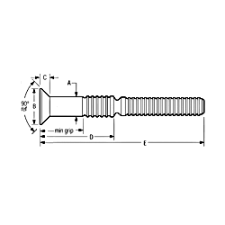 C6L90-U6-6C6L90 Flush Head Huck Bolt3/16″ Dia.