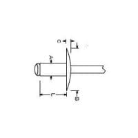 SSBL6-6 Stainless/Steel Klik-Fast Large Flange Rivet, 3/16″ Dia.