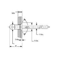 1682-0621 Aluminum/Steel Countersunk Head Multigrip Rivet, 3/16″ Dia.