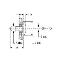 BE34-0614 Steel Large Flange Head Multigrip Rivet, 3/16″ Dia.