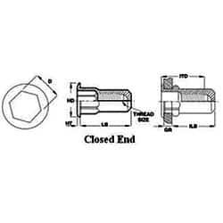 Sherex CAH3 Series Aluminum – #CAH3-0632-080 Rivet Nut