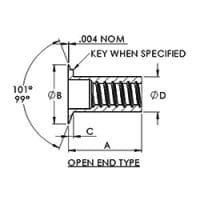 Sherex #SXS10-266CY NAS 1330 Countersunk Head Style